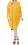 Pastel by Vivienne Women's Side Draped Dolman Sleeves Plus Dress 3X-Large Mustard