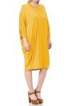 Pastel by Vivienne Women's Side Draped Dolman Sleeves Plus Dress 3X-Large Mustard