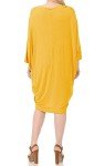 Pastel by Vivienne Women's Side Draped Dolman Sleeves Plus Dress 3X-Large Mustard