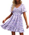 UEAL Floral Dresses for Women 2025 Bump Friendly Spring Summer Dress for Women Sundress X-Large Purple Floral