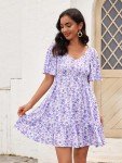 UEAL Floral Dresses for Women 2025 Bump Friendly Spring Summer Dress for Women Sundress X-Large Purple Floral