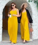 Wolddress Womens 2025 Casual Sleeveless Sundress Plus Size Loose Plain Long Summer Beach Maxi Dress with Pockets Yellow 2X