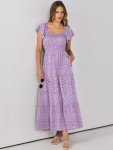 ANRABESS Women’s Casual Summer Floral Maxi Dress Flutter Short Sleeve Scoop Neck Smocked A Line Flowy Beach Vacation Long Dresses Purple Floral Medium