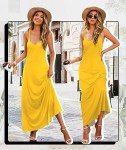 Wolddress Womens 2025 Casual Sleeveless Sundress Plus Size Loose Plain Long Summer Beach Maxi Dress with Pockets Yellow 2X