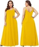 Wolddress Womens 2025 Casual Sleeveless Sundress Plus Size Loose Plain Long Summer Beach Maxi Dress with Pockets Yellow 2X