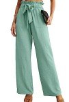 IWOLLENCE Women's Wide Leg Pants with Pockets High Waist Adjustable Knot Loose Casual Trousers Business Casual Clothes Mint Green Medium