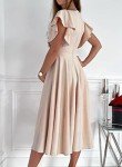 Dokotoo Womens Midi Formal Wedding Guest Dresses V Neck Elegant Party Skater Dress Valentines Dress for Women Summer Dress Apricot 2XL
