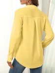 Yellow Button Down Shirt Women Long Sleeve Chiffon Dress Shirts Ladies Collared Fashion Blouses Tops Work Office Dressy Casual Going Out Blouse Top Light Pastel Yellow Size M