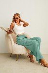IWOLLENCE Women's Wide Leg Pants with Pockets High Waist Adjustable Knot Loose Casual Trousers Business Casual Clothes Mint Green Medium