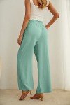 IWOLLENCE Women's Wide Leg Pants with Pockets High Waist Adjustable Knot Loose Casual Trousers Business Casual Clothes Mint Green Medium