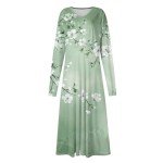 Resort Wear for Women 2025 Trendy Summer Wedding Dresses Spring Woman Easter Dress Formal Long Sleeve V Neck Maxi Sundress Cute Guest Plus Size Cocktail Golf Mint Green,M