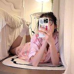 Oxsioeih Kawaii Pajamas For Women Two-Piece Set Cute Cartoon Girls Pajamas Casual Short Sleeve Sleepwear Home Clothes for Summer