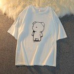 Women T Shirt Cute Bear Printed Kawaii Tops Summer Clothes Harajuku Graphic T Shirts (White,XXL,)