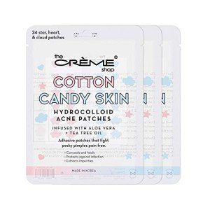 The Crème Shop Cotton Candy Skin Hydrocolloid Acne Patches - Pimple Treatment with Salicylic Acid & Witch Hazel - 3 Sizes, 72 Patches