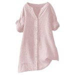 Influencers Picks Womens Clothes Button-Down Hide Belly Kawaii Party Teacher Tops Vneck Trendy Daisy Peasant Shirts Soft Comfy Pub Blouses Bohemian Formal Boutique Country Tunics,Pink,Large