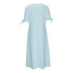Maxi Long Dresses for Women 2025 Trendy Short Sleeve Eyelet Tshirt Dress Casual Summer Beach Vacation Sundress Blue Summer Dresses S