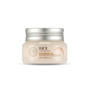 The Face Shop Rice Ceramide Moisturizing Cream - Rice Extract + Rice Bran Oil - Hydrating Targets Dryness, Brightening - Dermatologically Tested - Lightweight Moisturizer Face Cream - Korean Skin Care