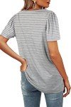 WIHOLL Plus Size Tops for Women Short Sleeve Stripes Summer Tshirts Fashion Grey XXL