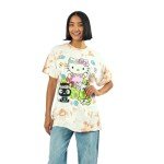 Hello Kitty Flower Power Women's Cloud Wash Crew Neck Short Sleeve T-Shirt-Medium