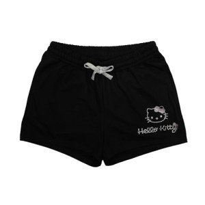 Hello Kitty Rhinestone Face Outline Art Women's Black Sweat Shorts Small