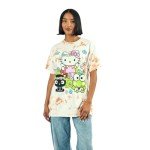 Hello Kitty Flower Power Women's Cloud Wash Crew Neck Short Sleeve T-Shirt-Medium