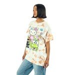 Hello Kitty Flower Power Women's Cloud Wash Crew Neck Short Sleeve T-Shirt-Medium