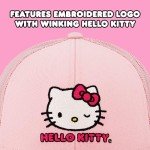 Hello Kitty Trucker Hat, Women's Adjustable Snapback Baseball Cap with Curved Brim, Blush, One Size