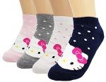 JJMax Women's Hello Kitty Cotton Ankle Socks Set, Cotton Blend Set, One Size,4 Pack