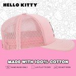 Hello Kitty Trucker Hat, Women's Adjustable Snapback Baseball Cap with Curved Brim, Blush, One Size