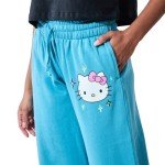 Bioworld Hello Kitty Stars Women's Blue Straight Leg Sweatpant Joggers-Large