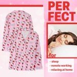 Hello Kitty Pajamas for Women Teens Long PJs Comfy Kawaii Button Down Lounge Set (Pink, M)