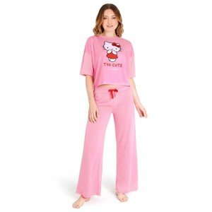 Hello Kitty Pajamas for Women & Teenagers PJs Set with Long Pants Comfy Lounge Set Sleepwear Loungewear Soft Breathable Cute Kawaii Gifts for Women (Pink, S)
