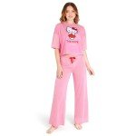 Hello Kitty Pajamas for Women & Teenagers PJs Set with Long Pants Comfy Lounge Set Sleepwear Loungewear Soft Breathable Cute Kawaii Gifts for Women (Pink, S)