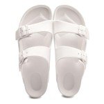 FUNKYMONKEY Women's Comfort Slides Double Buckle Adjustable EVA Flat Sandals (7 M US-Women, White)