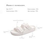 FUNKYMONKEY Women's Comfort Slides Double Buckle Adjustable EVA Flat Sandals (7 M US-Women, White)