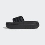 adidas Women's Adilette Platform Slide Sandal, Black/Black/Black, 5