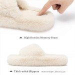 Chantomoo Women's Slippers Memory Foam House Bedroom Slippers for Women Fuzzy Plush Comfy Faux Fur Lined Slide Shoes Anti-Skid Sole Trendy Gift Slippers Beige Size7 8 6.5