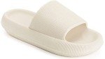 Joomra Cloud Slides For Women Pillow Slippers Foam Cushioned Nude Summer Bathroom Sandals Pool Beach Ladies House Non Slip Thick Sole Female Sandles Beige 37-38