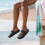 shevalues Orthopedic Slide Sandals for Women with Arch Support Pillow Soft Recovery Slip on Sandals Lightweight Summer Cloud Slippers for Plantar Fasciitis Update Black 39