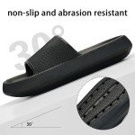 Pillow Slippers for Womens House Slides Sandals Cushioned Thick Sole Cloud Slippers Easy to Clean Quick Dry Shower Shoes Black,6