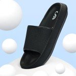 Pillow Slippers for Womens House Slides Sandals Cushioned Thick Sole Cloud Slippers Easy to Clean Quick Dry Shower Shoes Black,6