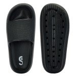 Pillow Slippers for Womens House Slides Sandals Cushioned Thick Sole Cloud Slippers Easy to Clean Quick Dry Shower Shoes Black,6