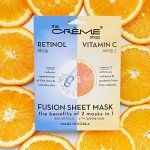 The Crème Shop Retinol & Vitamin C Fusion Sheet Mask, Korean Sheet Mask, Anti-Aging Face Mask Brightens and Plumps Skin, Vitamin C Sheet Mask with Hyaluronic Acid and Retinol (5 Pack)