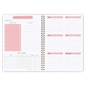 Undated Weekly Planner- Weekly Goals Notebook, A5 To Do List Planner, Habit Tracker Journal with Spiral Binding, 5.7 x 8.0 inches