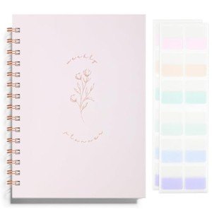 Undated Weekly and Monthly Planner Spiral Bound- Weekly Goals Planner Notebook, Weekly To Do List, Habit Tracker Journal, Academic, Aesthetic, Stylish School or Office Supplies (6.1" x 8.4" - Pink)