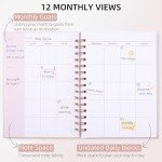Undated Weekly and Monthly Planner Spiral Bound- Weekly Goals Planner Notebook, Weekly To Do List, Habit Tracker Journal, Academic, Aesthetic, Stylish School or Office Supplies (6.1" x 8.4" - Pink)