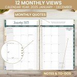 bloom daily planners 2025 Planner - Calendar Year Day Planner (January 2025 - December 2025) - 5.5” x 8.25” - Weekly/Monthly Agenda Organizer Book with Stickers & Bookmark - Garden Party, Beige