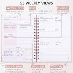 Undated Weekly and Monthly Planner Spiral Bound- Weekly Goals Planner Notebook, Weekly To Do List, Habit Tracker Journal, Academic, Aesthetic, Stylish School or Office Supplies (6.1" x 8.4" - Pink)