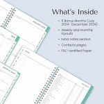 Blue Sky 2025 Weekly and Monthly Planner Calendar, January 2025 - December 2025, 5" x 8", Flexible Frosted Cover, Laminated Tabs, Durable Wirebound, Chloe