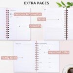 Undated Weekly and Monthly Planner Spiral Bound- Weekly Goals Planner Notebook, Weekly To Do List, Habit Tracker Journal, Academic, Aesthetic, Stylish School or Office Supplies (6.1" x 8.4" - Pink)